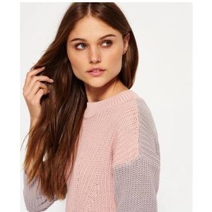 Superdry color block rib knit sweater sz M